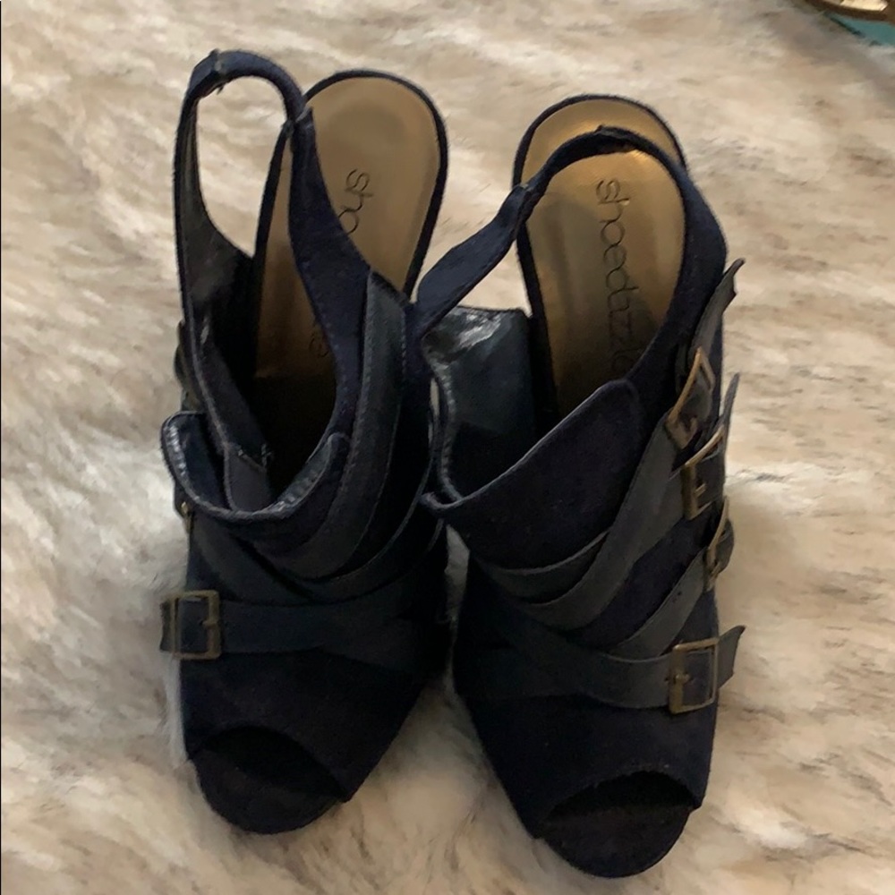 Buckle Navy Blue 6” Heels